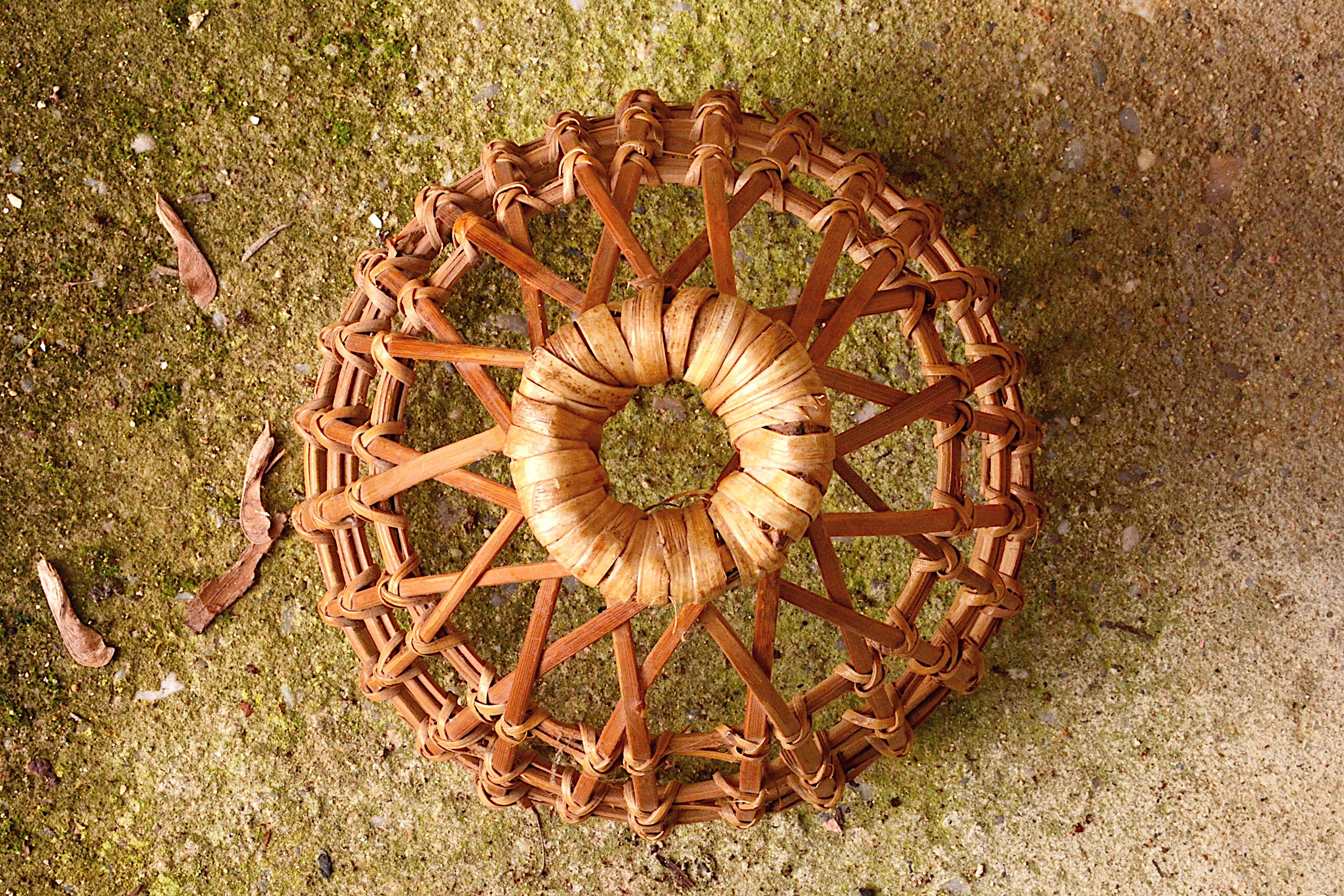 Small rattan pendant light, handmade, 17x21cm