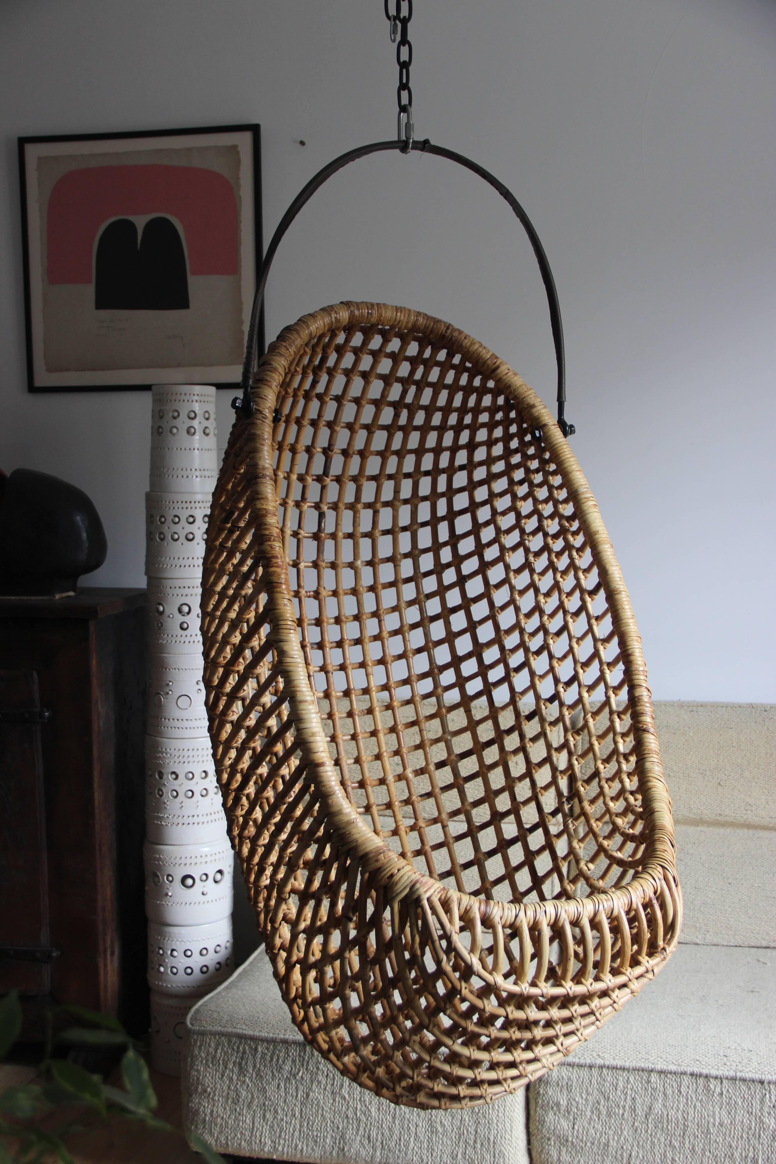 Suspended rattan chair, France, 1970
