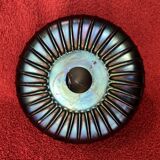 Vase with flat ribbed iridescent glass "peacock feather"