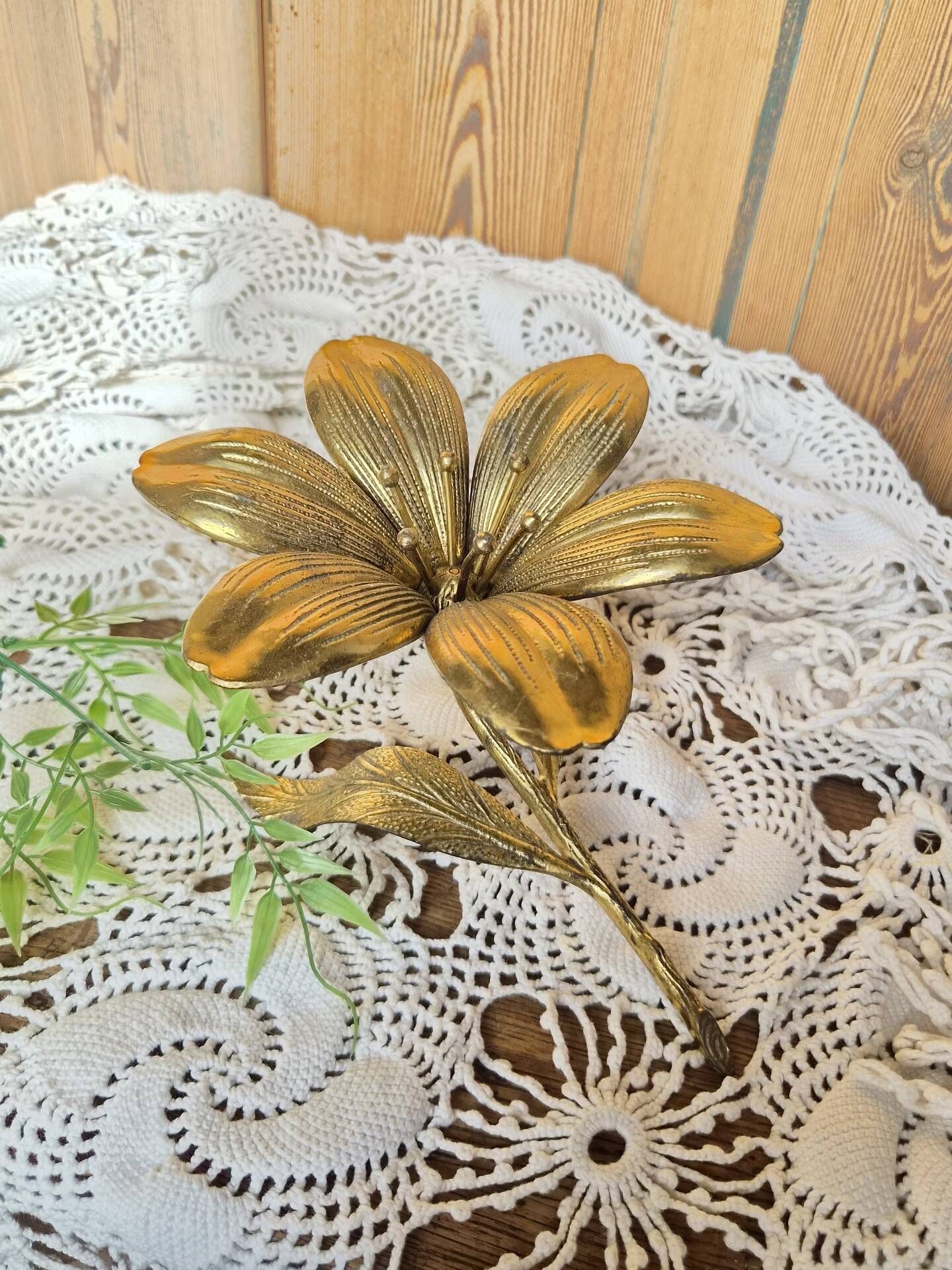 Vintage lotus flower ashtray in brass