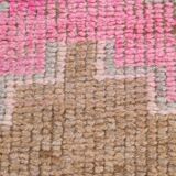 3x10 Fuchisa Pink & Caremel Brown Geometric Pattern Vintage Runner Rug