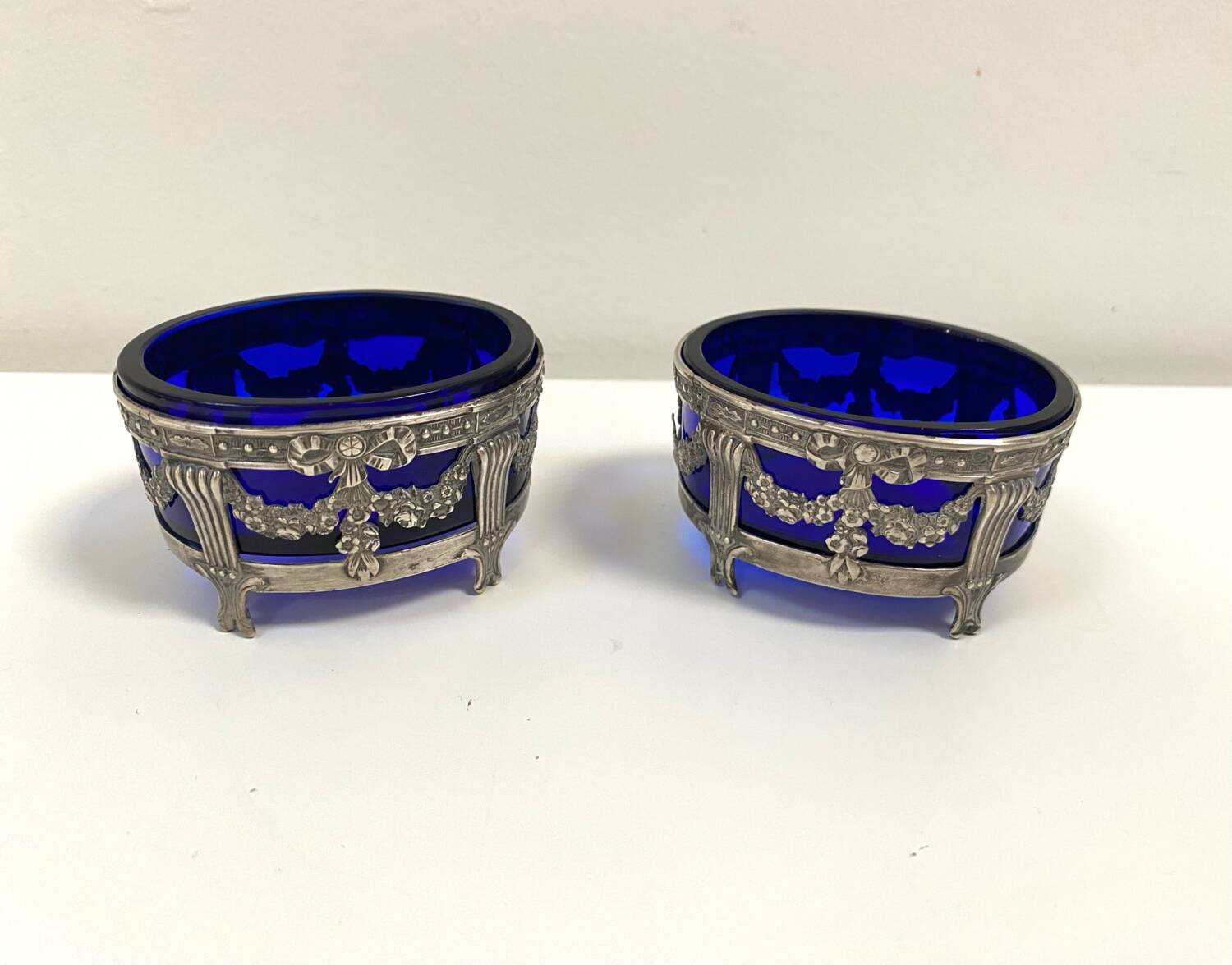 Paire de salerons en argent massif - Orfèvre Léon Lapar 1880