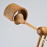 Turned wooden desk lamp, Swiss craftsmanship, circa 1970.