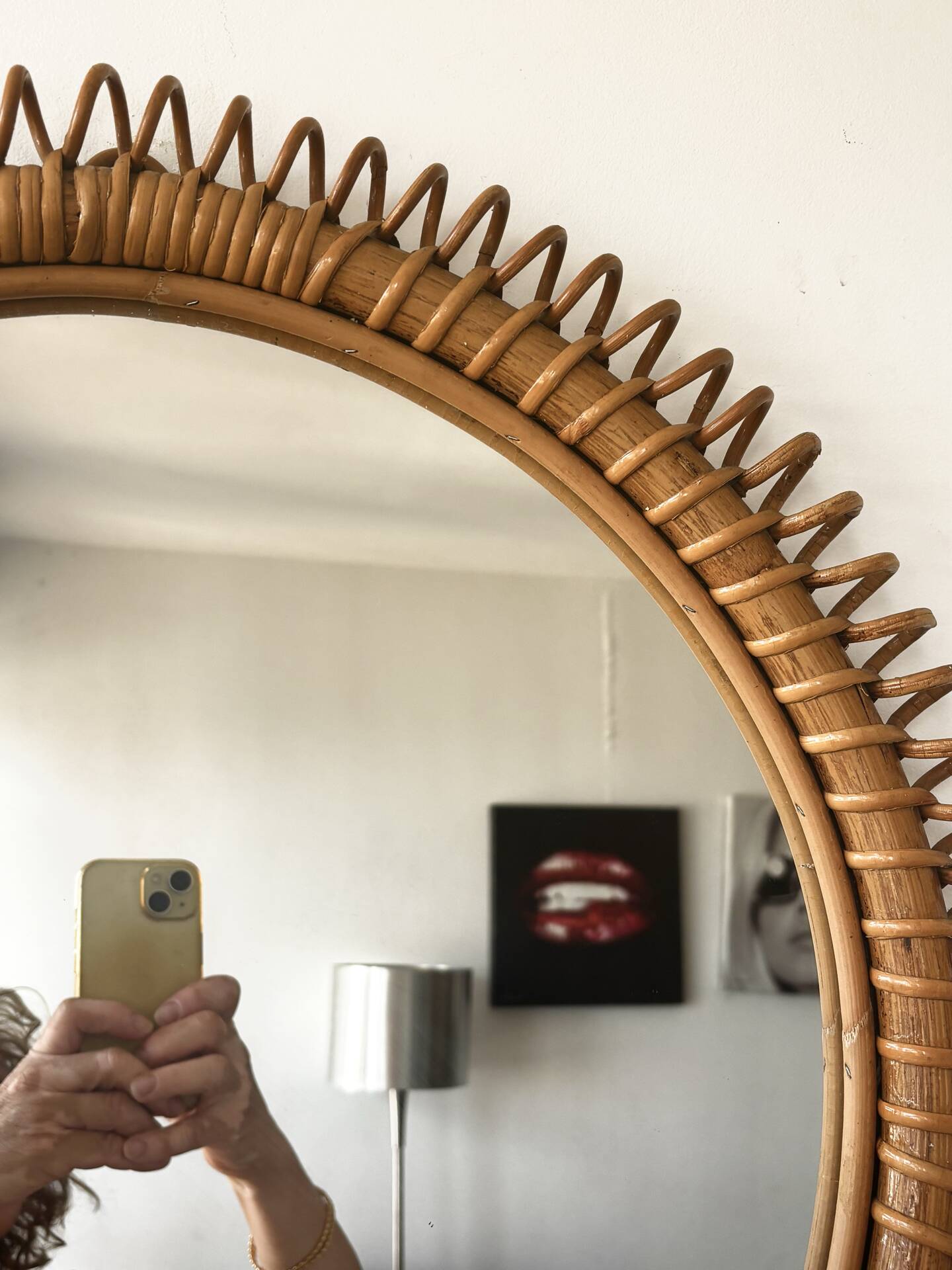Miroir rond en rotin Franco Albini
