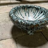 Brutalist glazed ceramic bowl on feet