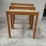 Set of 3 vintage cane nesting coffee tables