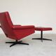 Red Faux Leather Swivel Chair and Footrest by Up Zavody 1970