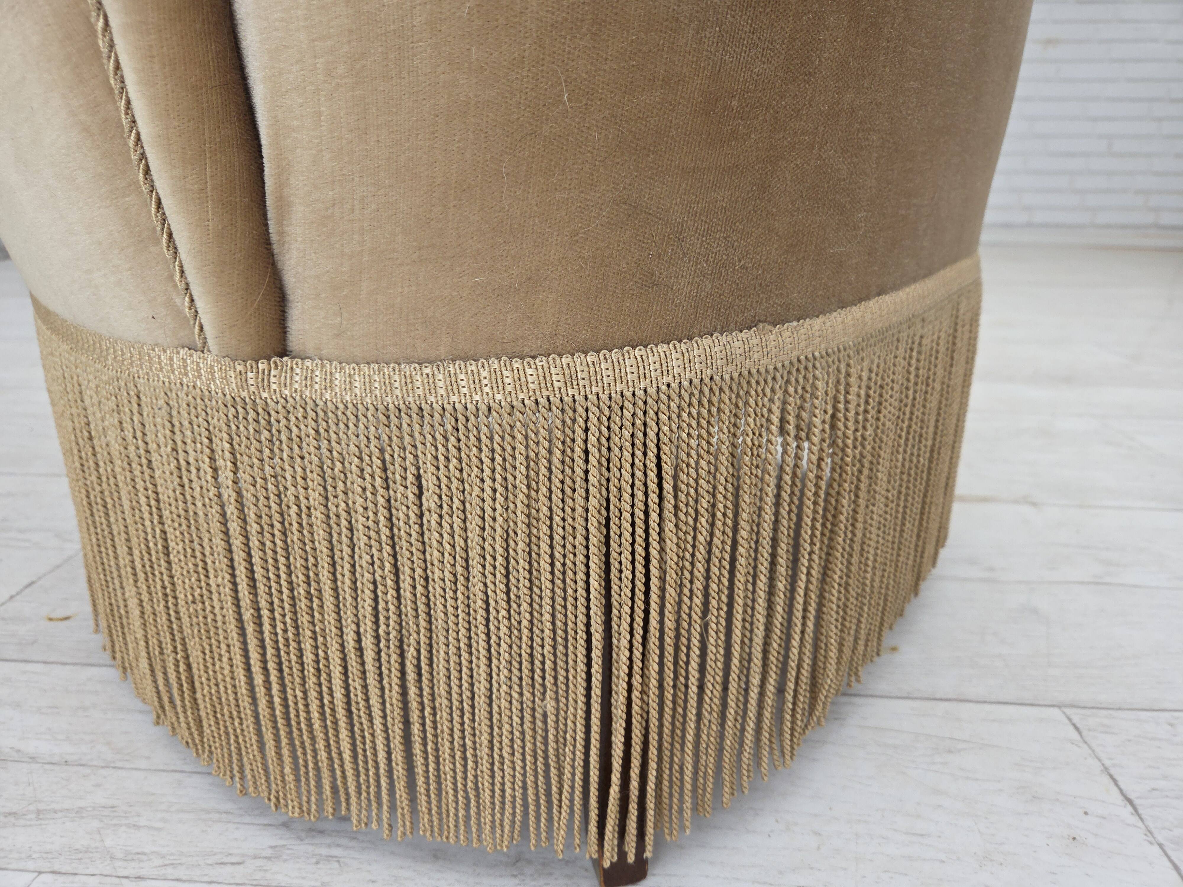 1960s, Danish armchair in green/brown furniture velour, original condition.