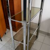 Chrome smoked glass shelf bookcase from the 70s