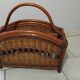 Porte-revue vintage en bambou, bois et rotin