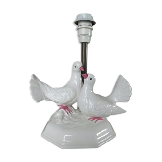 Lamp "doves" in white ceramic 70s