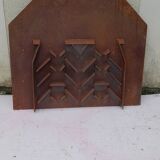 Cast iron fireplace plate fleur de lys art foundry never laid