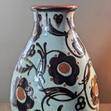 Vase ancien motif floral manufacture Karlsruhe Alfred Kusche
