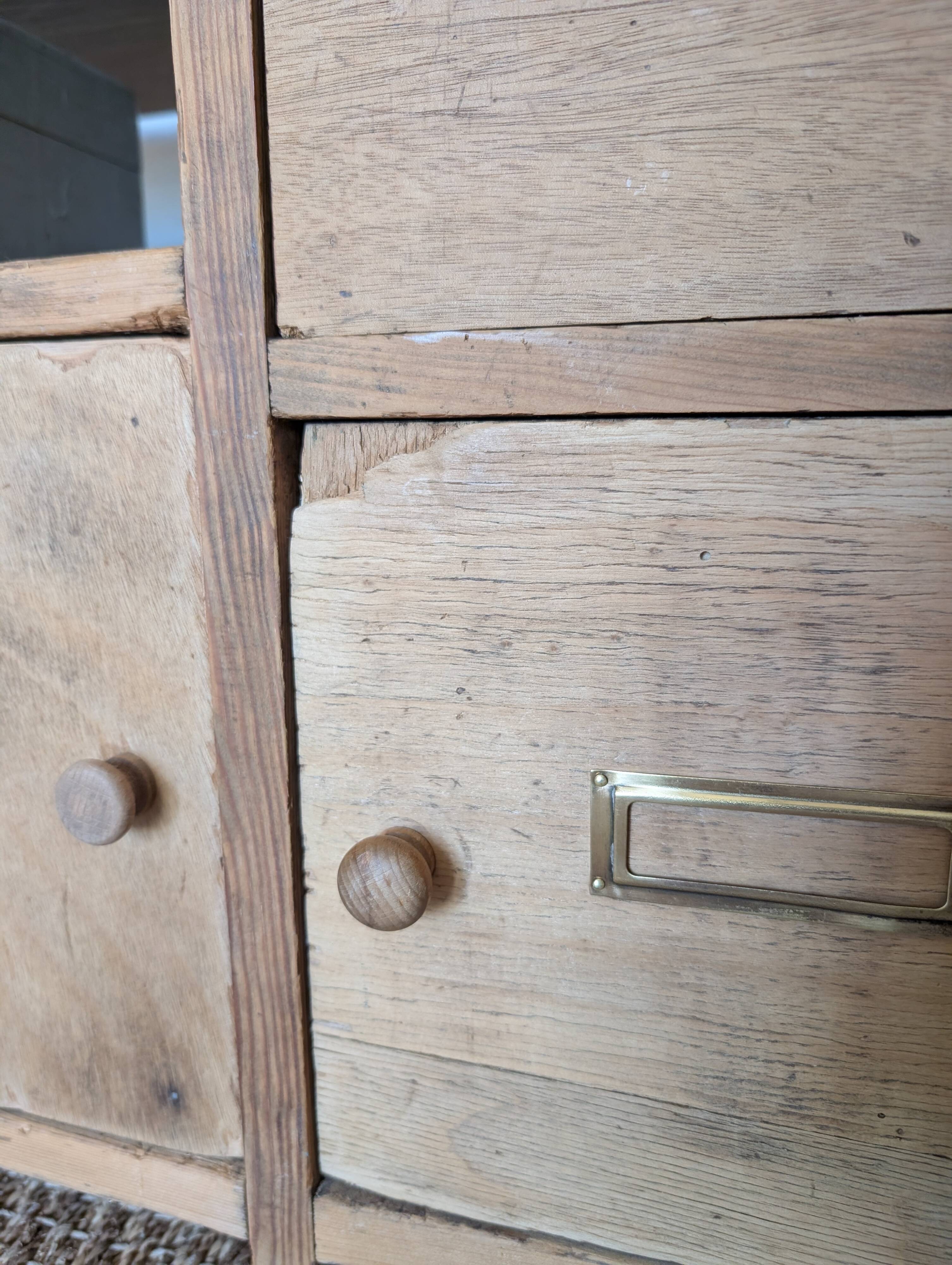 Old small workshop furniture made of wood.