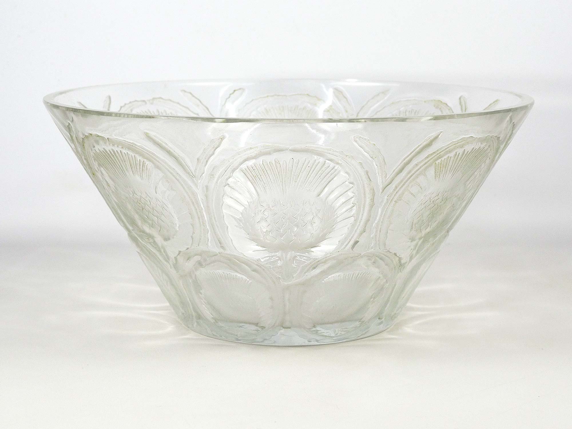 Coupe Lalique Crystal Cut decoration Thistles Master Piece-Circa 1960s