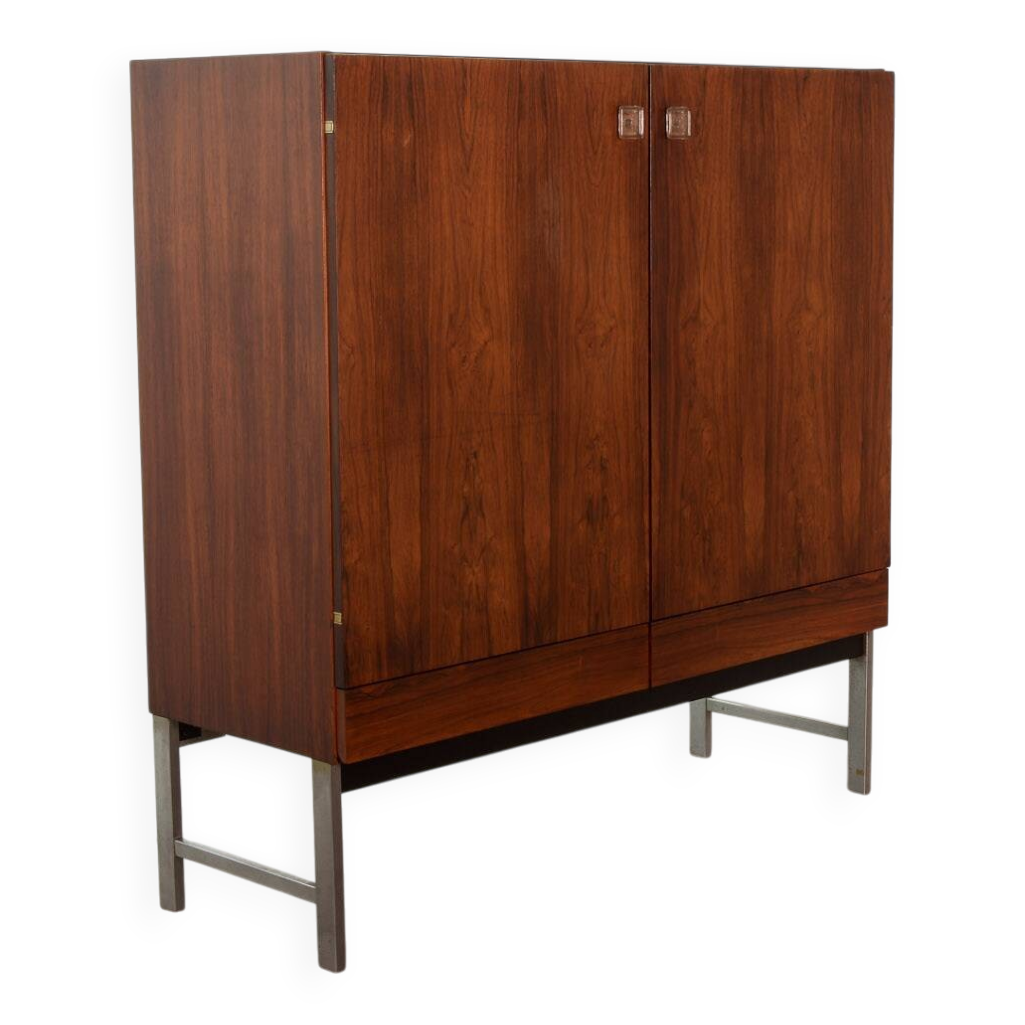 Fristho Franeker Vintage Design Rosewood Cabinet with Glass Handgrips 60s
