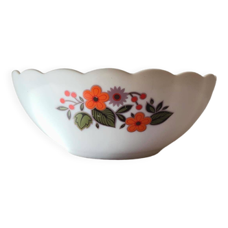 Vintage orange flowers salad bowl arcopal