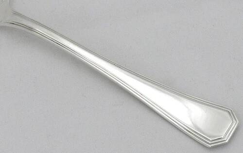Set of 12 silver-plated metal table spoons Christofle Amérique, Art Deco, 20.5 cm.
