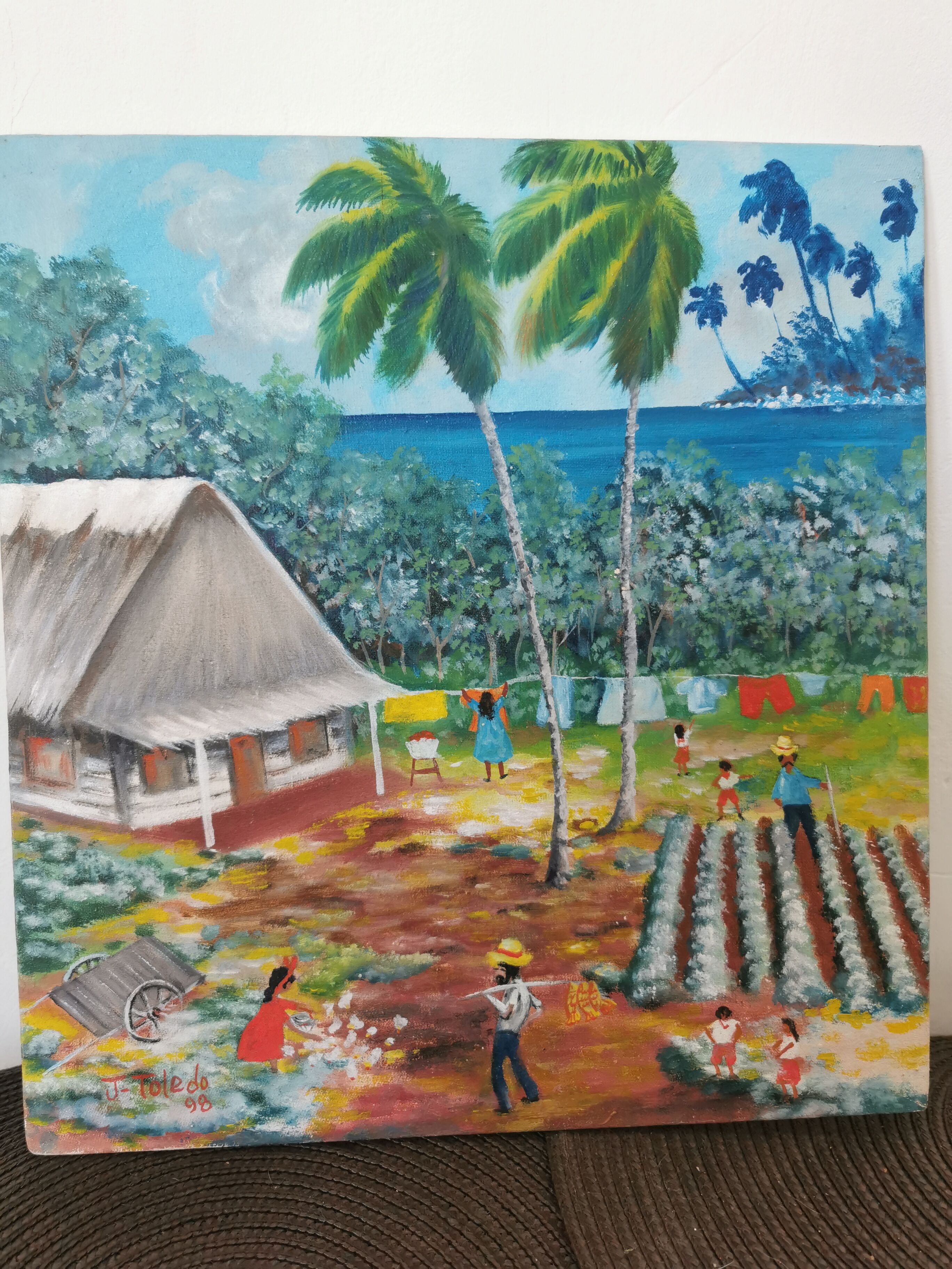 Painting on wood scene of cuba life