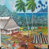 Painting on wood scene of cuba life