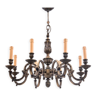 Brass chandelier, France, mid 20th century.