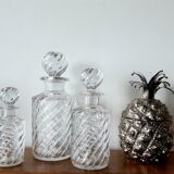 Trio of Baccarat crystal bottles bamboo model, circa 1910