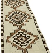 Turkish Handwoven Vintage Herki Kilim 90 cm x 310 cm