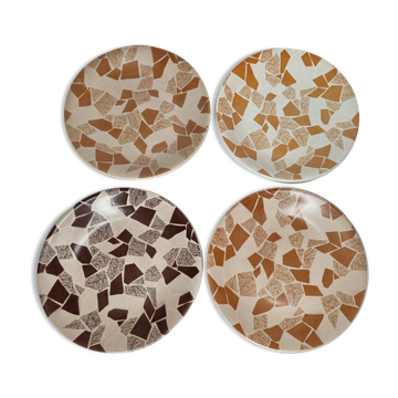 Set of four Terrazzo plates matched with gien earthenware, 22.5 cm
