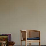Fauteuil Rud Thygesen du milieu du siècle en canne et cuir, King Series Botium, années 1980