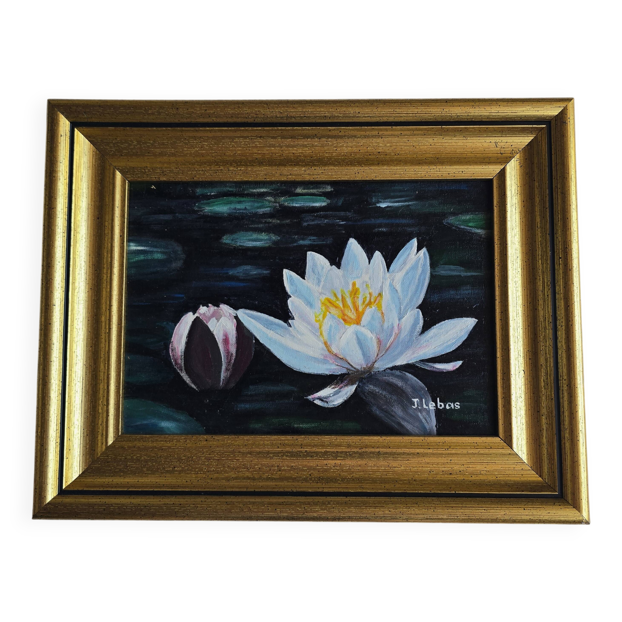 Water lily painting signed Jean Lebas