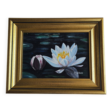 Water lily painting signed Jean Lebas