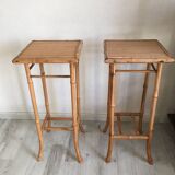 Pair of bamboo side tables