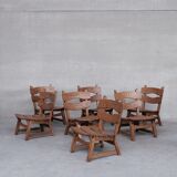 Brutalist mid-century low wooden lounge chair