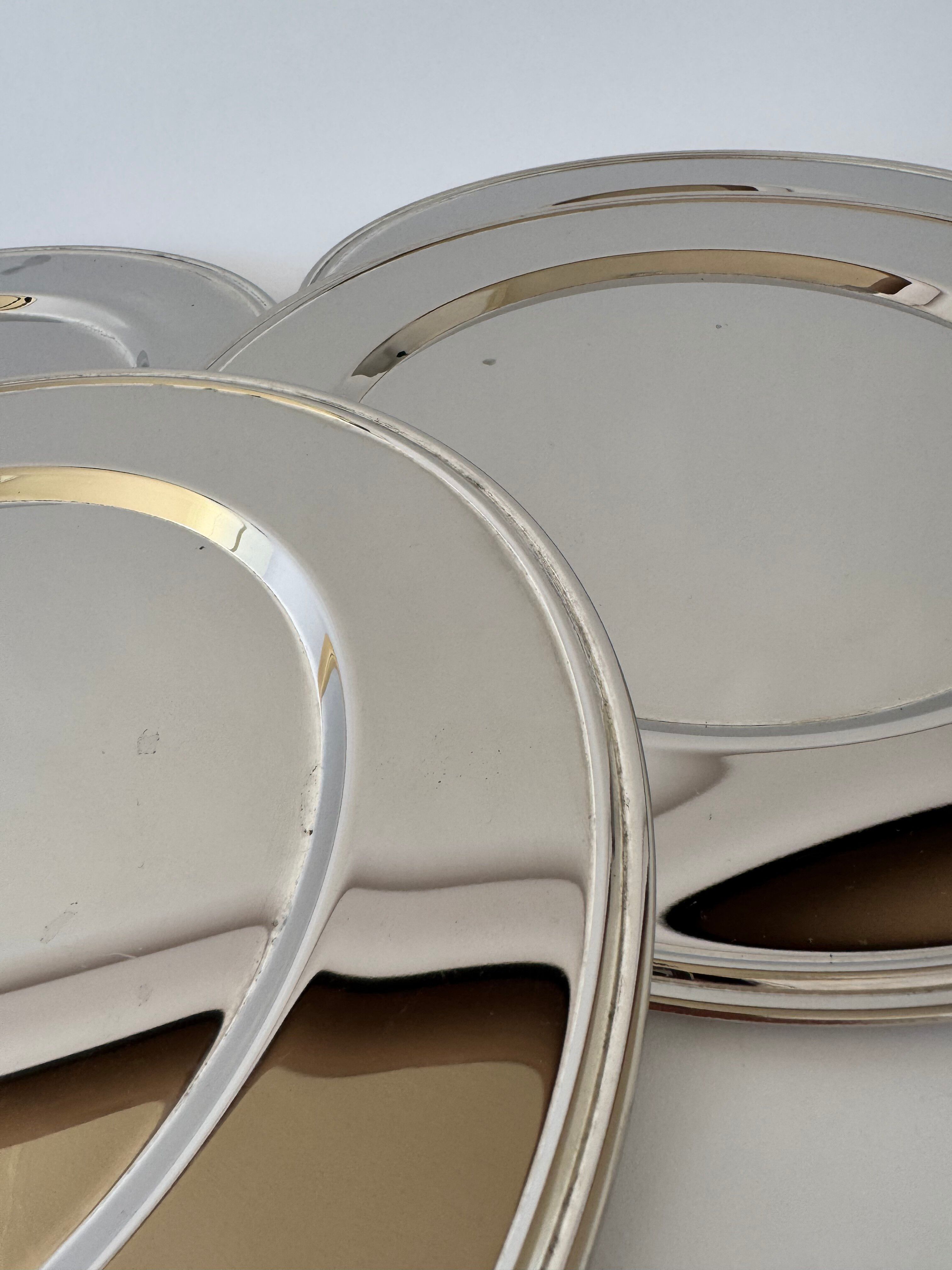 Assiettes de service en argent vintage MCM - Ensemble de 4