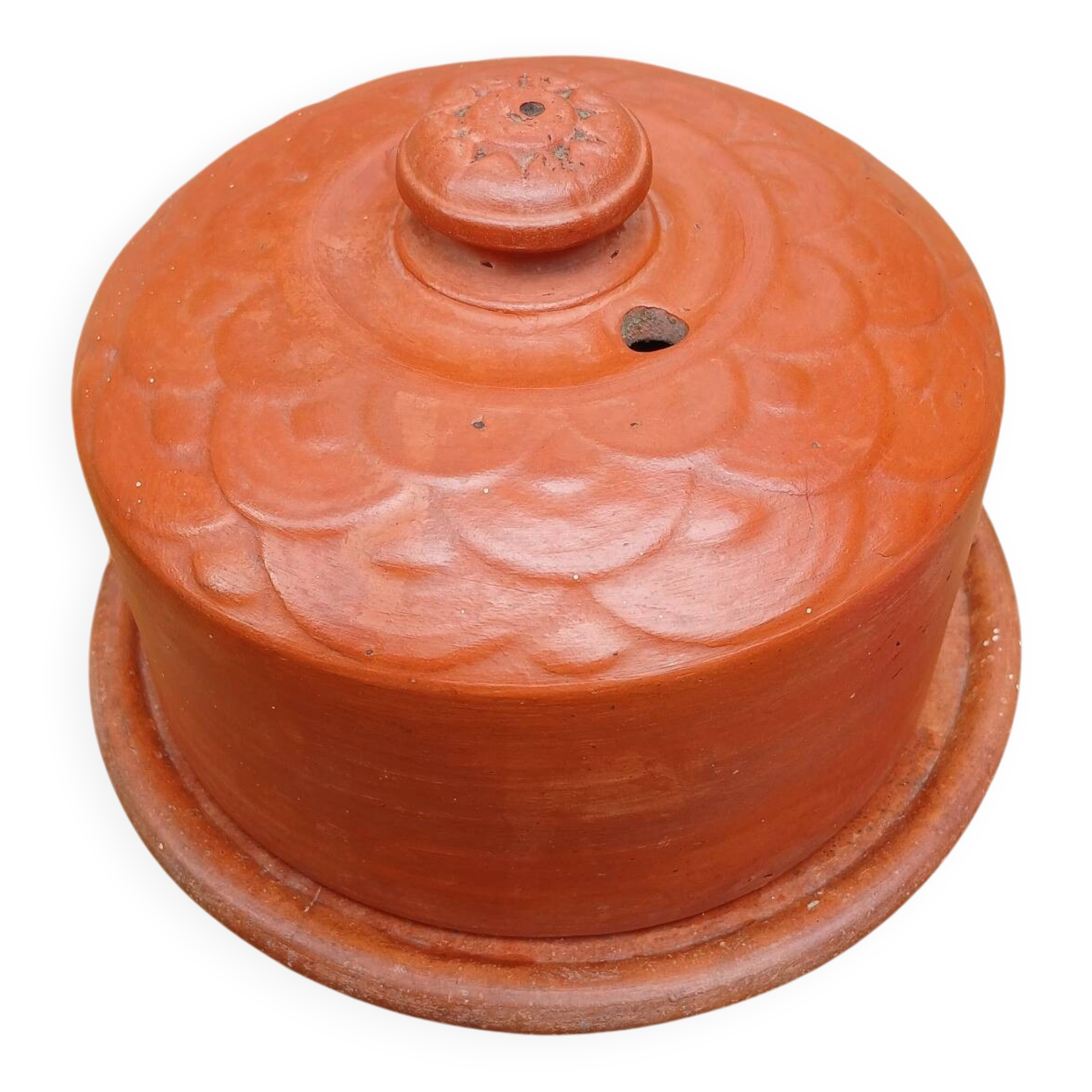 Antique earthenware butter dish
