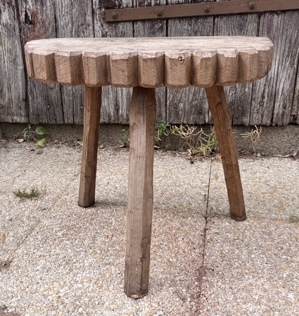 Sculptural brutalist stool, vintage side table, 1950s.