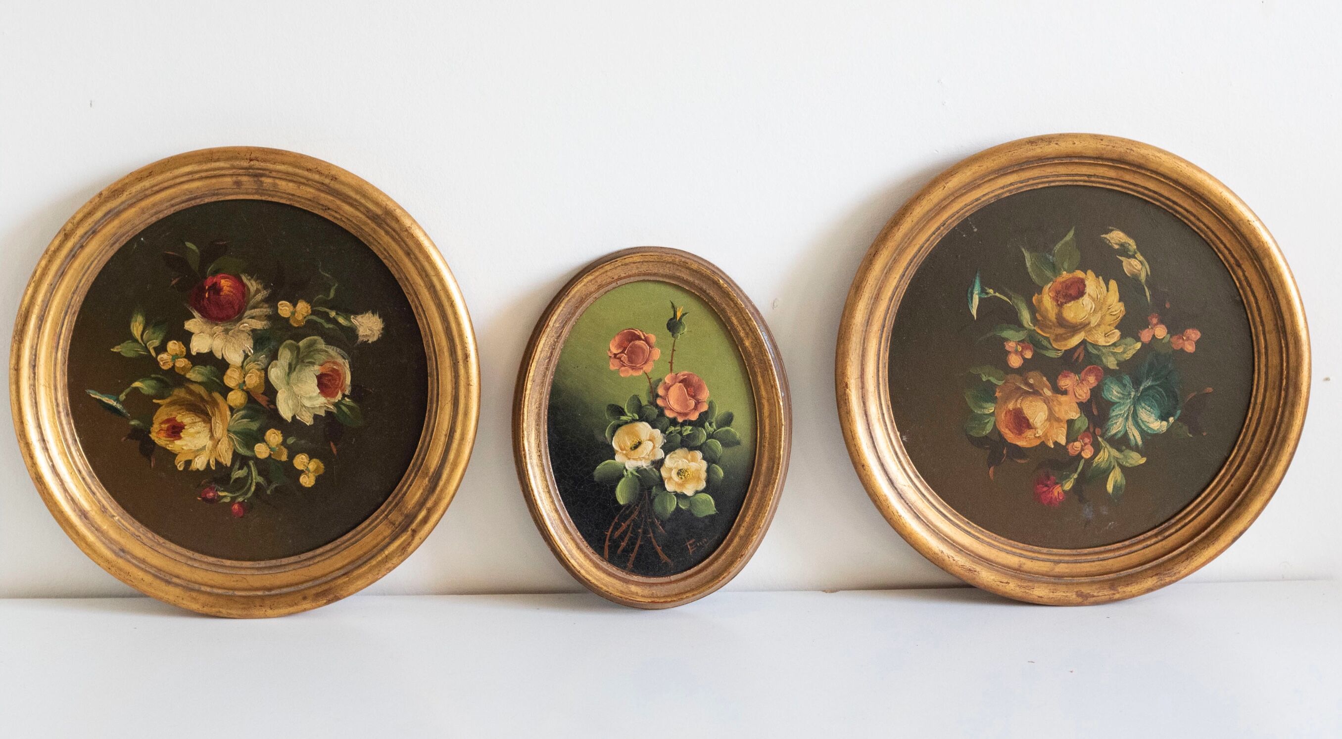 Lot de 3 tableaux bouquet de fleurs