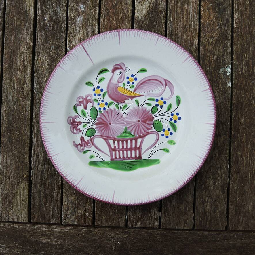Old KG Lunéville Flat Plate - Rooster on Basket