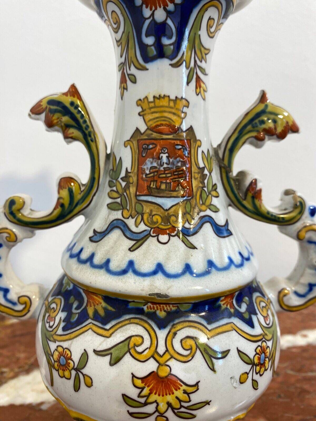 Faience vase from Desvres, Les Sables d'Olonne, late 19th century.