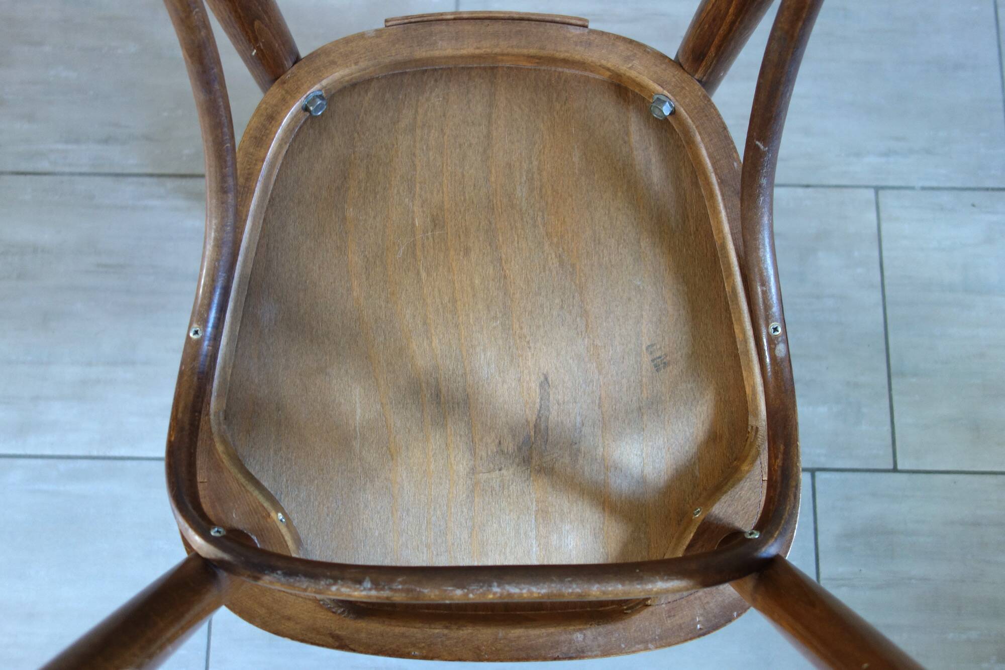 Pair of dark beech bistro chairs