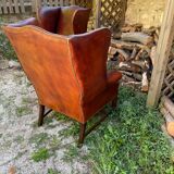 Vintage shepherdess armchairs in leather