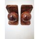 Art Deco bookends in polished solid burl wood