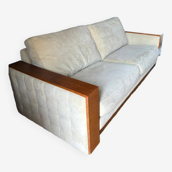 3 seater pearl gray alcantara sofa Roche Bobois postmodern 1980