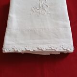 Sheet hand embroidered thread monogram A.B.