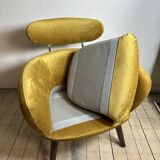 Mustard yellow velvet armchair from the 2010s.