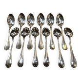 Lot de 12 cuillères à soupe en métal argenté de la maison Christofle, modèle Rubans