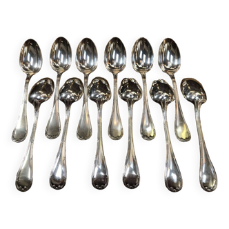 Set of 12 silver-plated soup spoons from Christofle, Rubans model