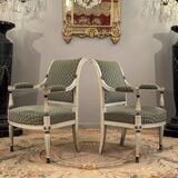 Pair of armchairs in lacquered wood from the directoire period circa 1795