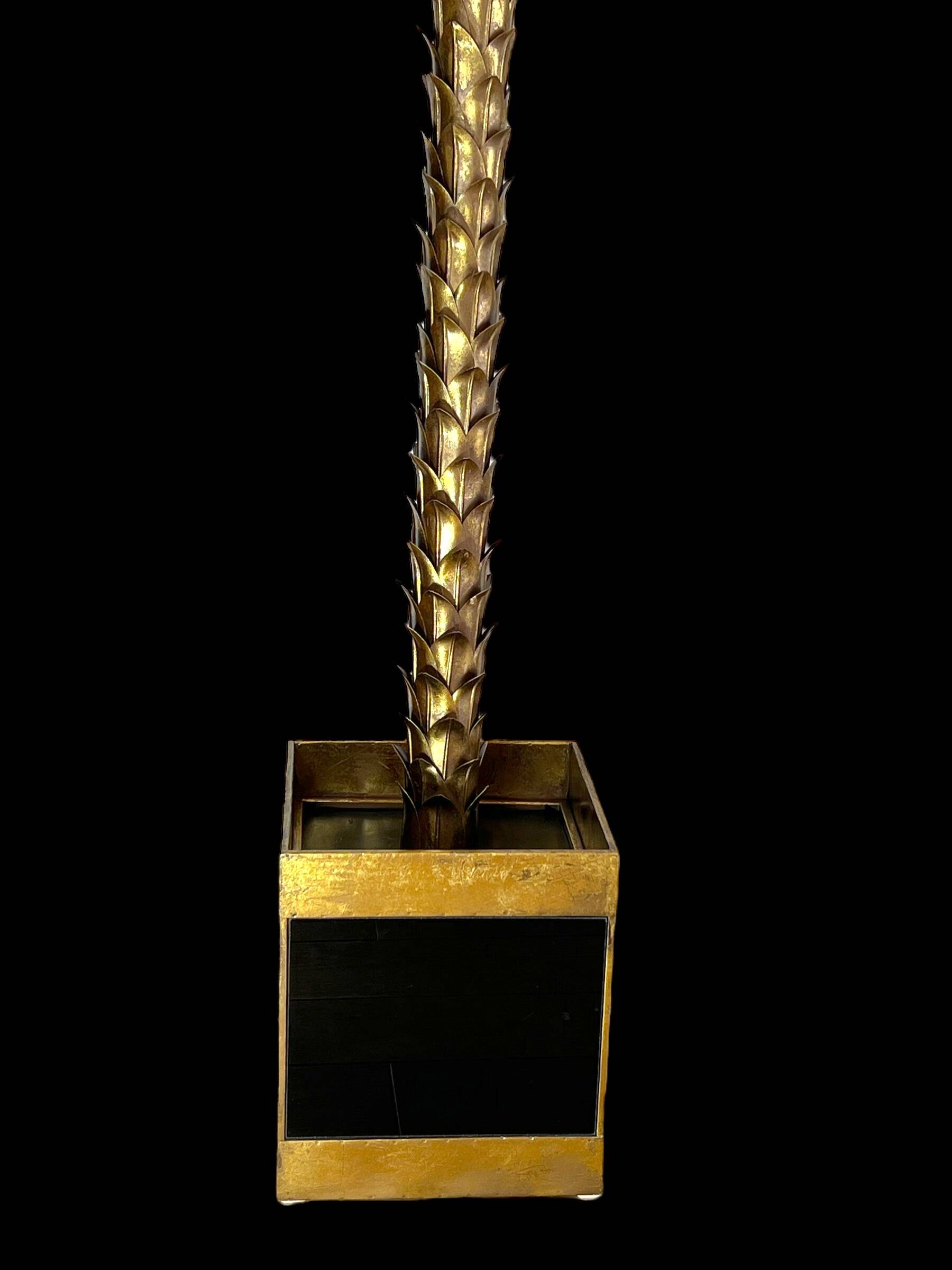 "jansen" style lamp in the shape of a palm tree in golden metal, 181 cm tall