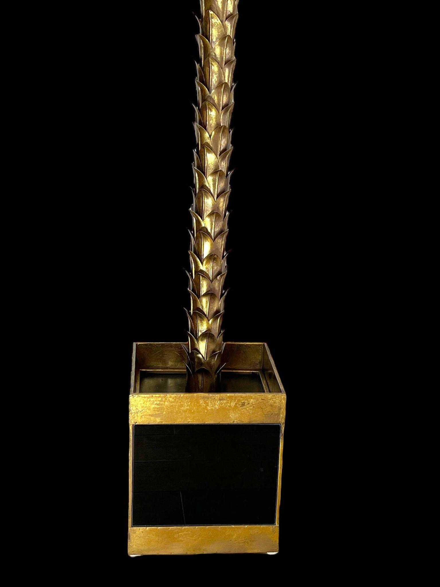 Lampadaire de style " jansen " en forme de palmier en métal doré de 181 cm
